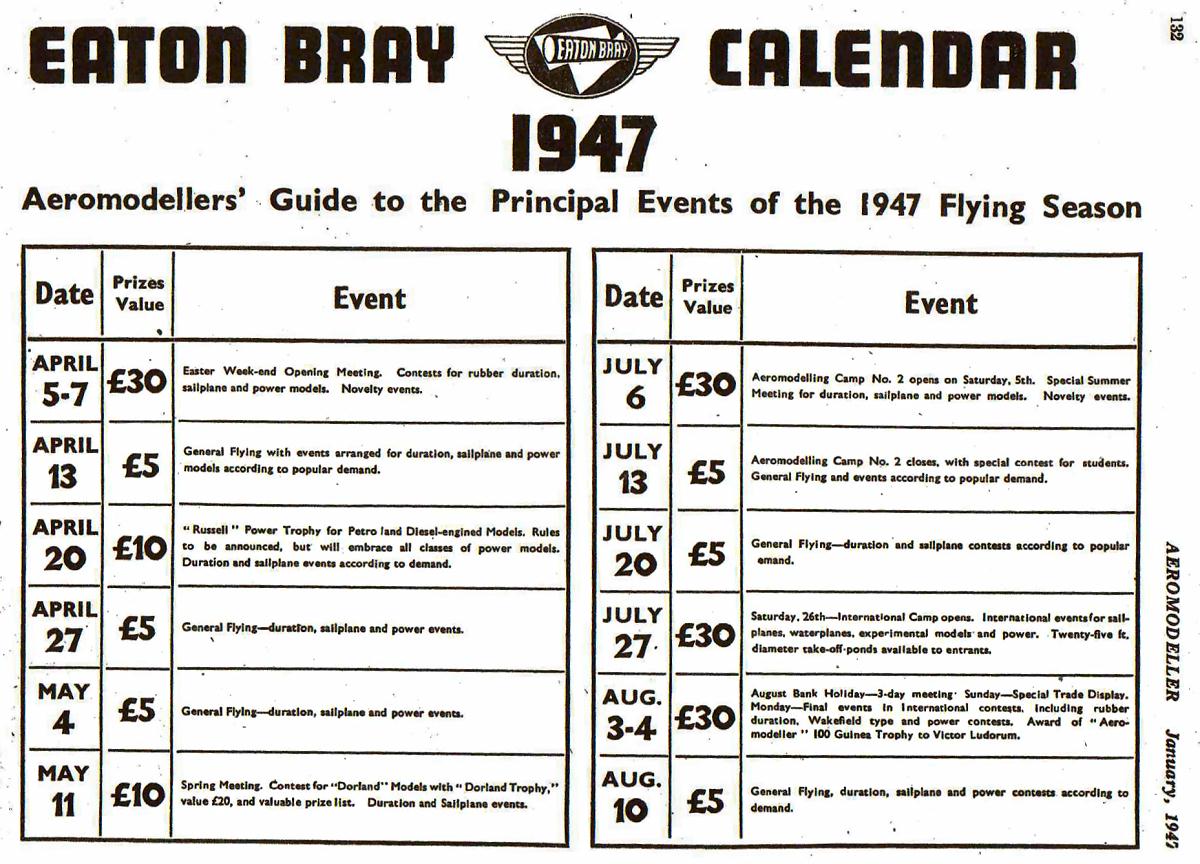 Sportsdrome Calendar 1947