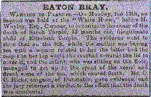 Death by Tea Drinking, Bedfordshire Mercury, 21 February 1871